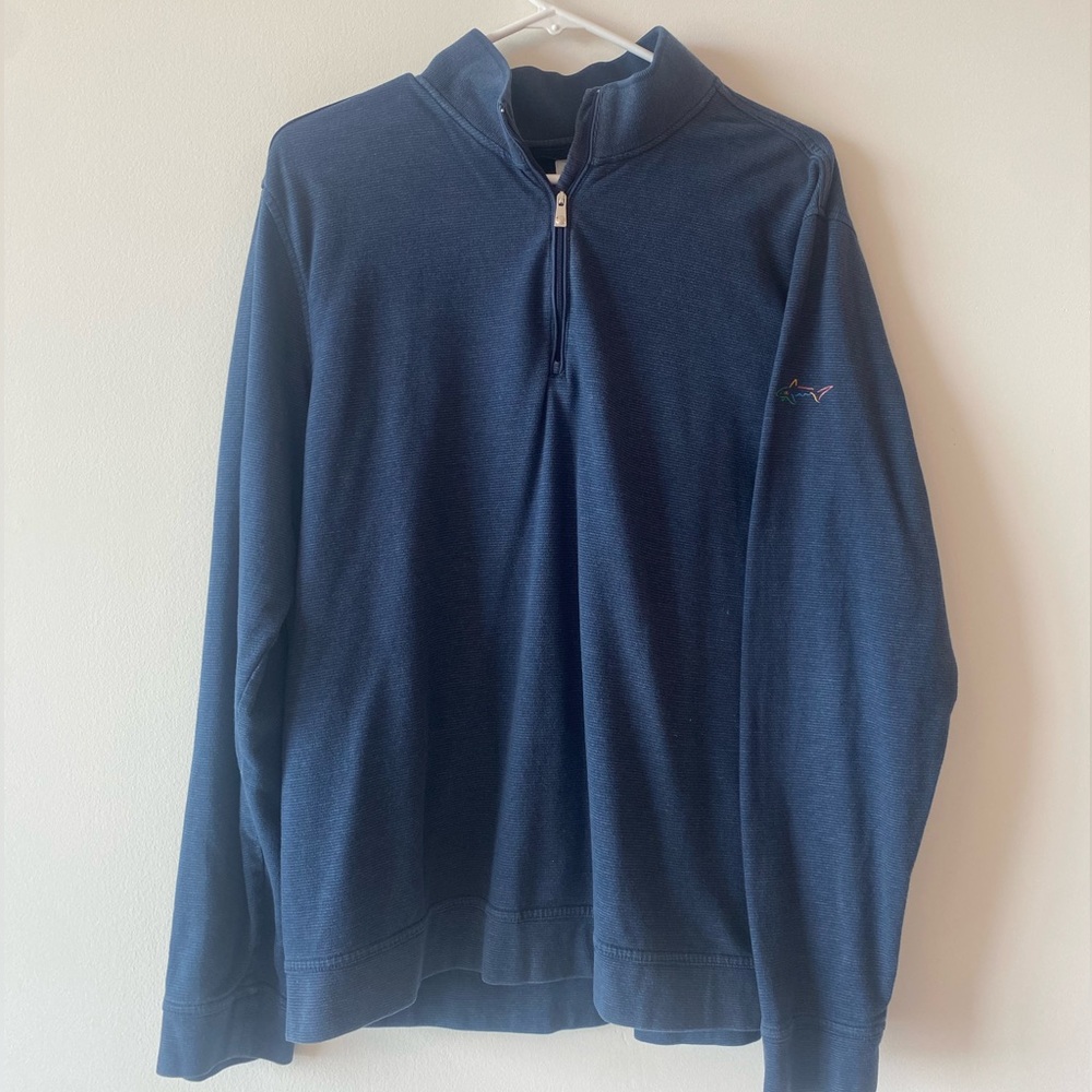 Mens Greg Norman Navy Quarter Zip, Size Large